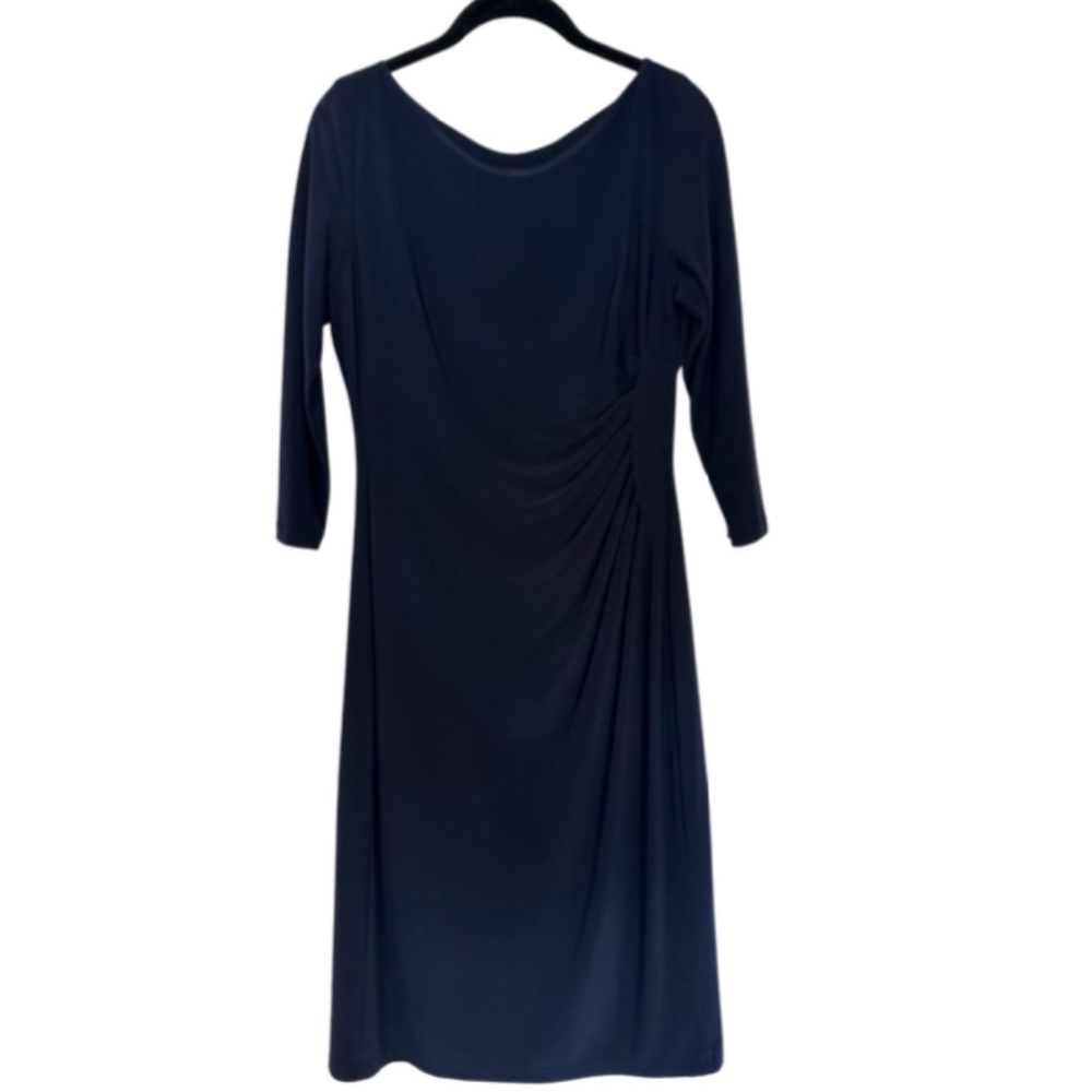 Gently Used Ralph Lauren Elegant Navy Blue Dress 3/4 sleeve
